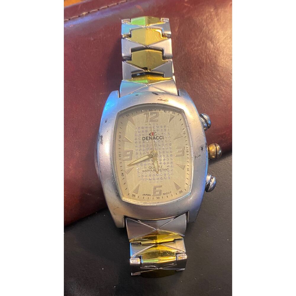 Men's Large 40mm Two Tone Denacci Watch, Thick Case